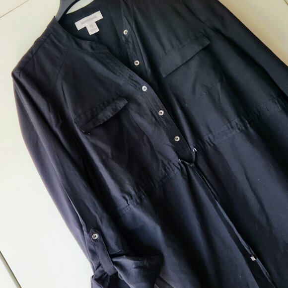 Motherhood Maternity Black Long Dress Pockets Tie Waist sz L - Picture 4 of 13